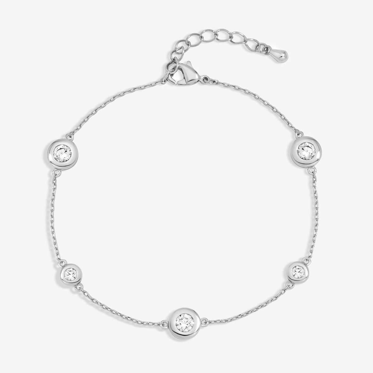 Jon Richard Silver Plated and Cubic Zirconia Bezel Station Bracelet