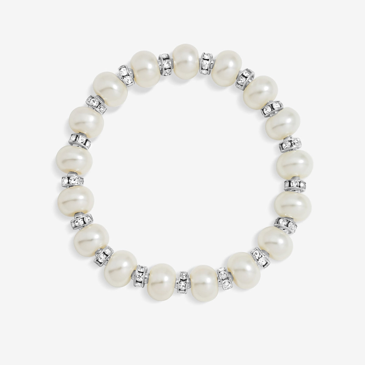 Jon Richard Silver Plated and Pave Pearl Stretch Bracelet