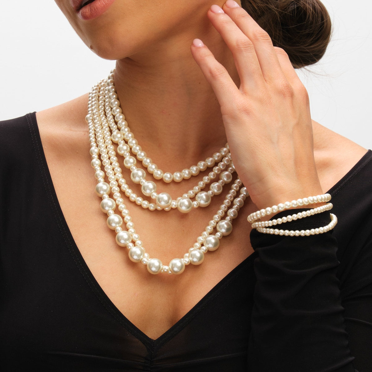 Mood Cream Pearl Multi Row Statement Necklace