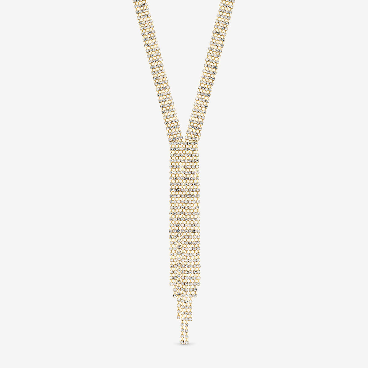 Mood Gold Crystal Multi Row Y Statement Necklace