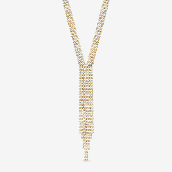 Mood Gold Crystal Multi Row Y Statement Necklace