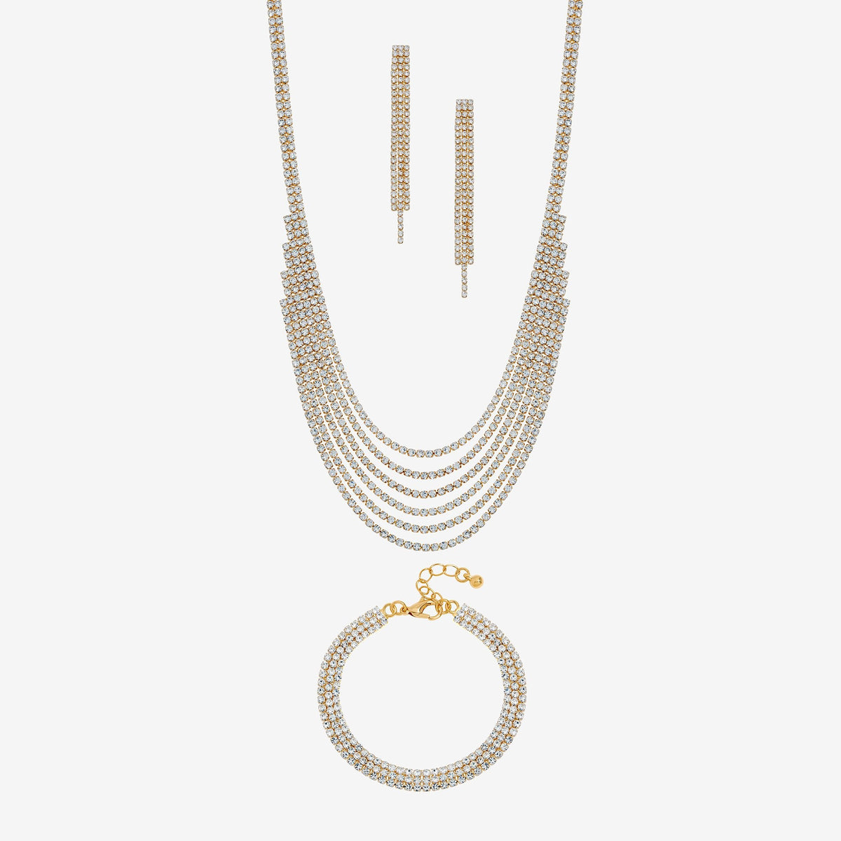 Mood Gold Crystal Multirow Three Piece Set