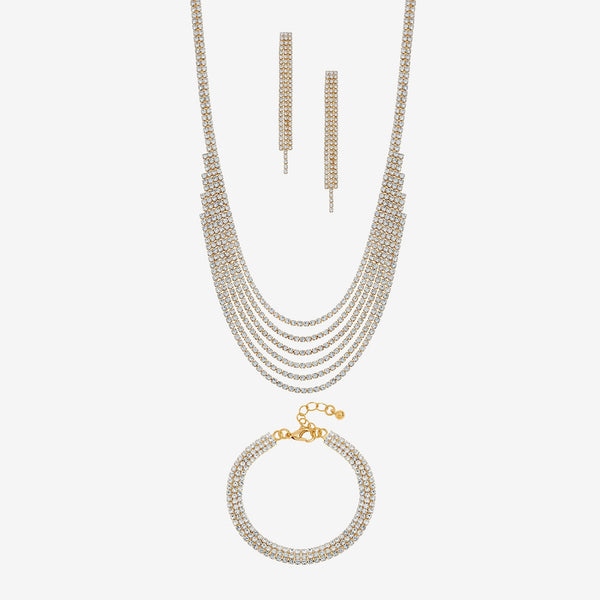 Mood Gold Crystal Multirow Three Piece Set