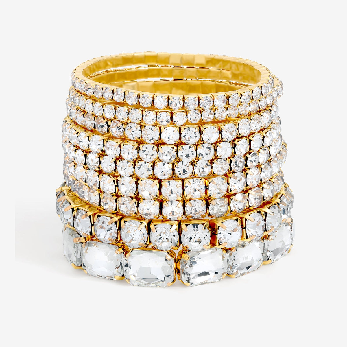 Mood Gold Crystal Multipack Stretch Bracelets - Pack of 7