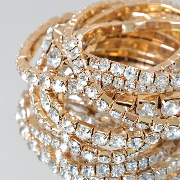 Mood Gold Crystal Multipack Stretch Bracelets - Pack of 7