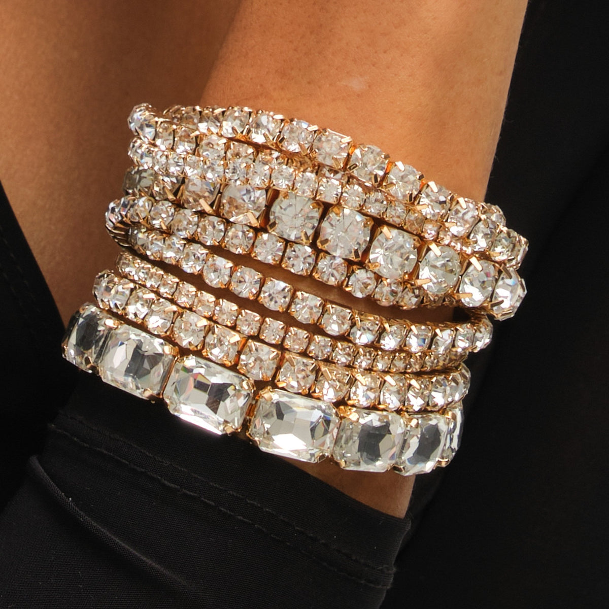 Mood Gold Crystal Multipack Stretch Bracelets - Pack of 7