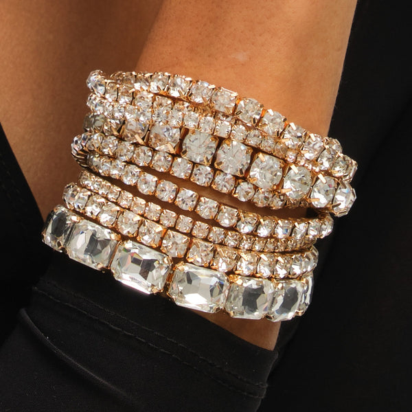 Mood Gold Crystal Multipack Stretch Bracelets - Pack of 7