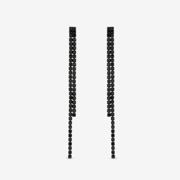 Mood Jet Crystal Linear Drop Earrings