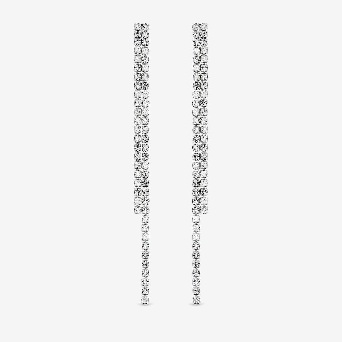 Mood Silver Crystal Linear Drop Earrings