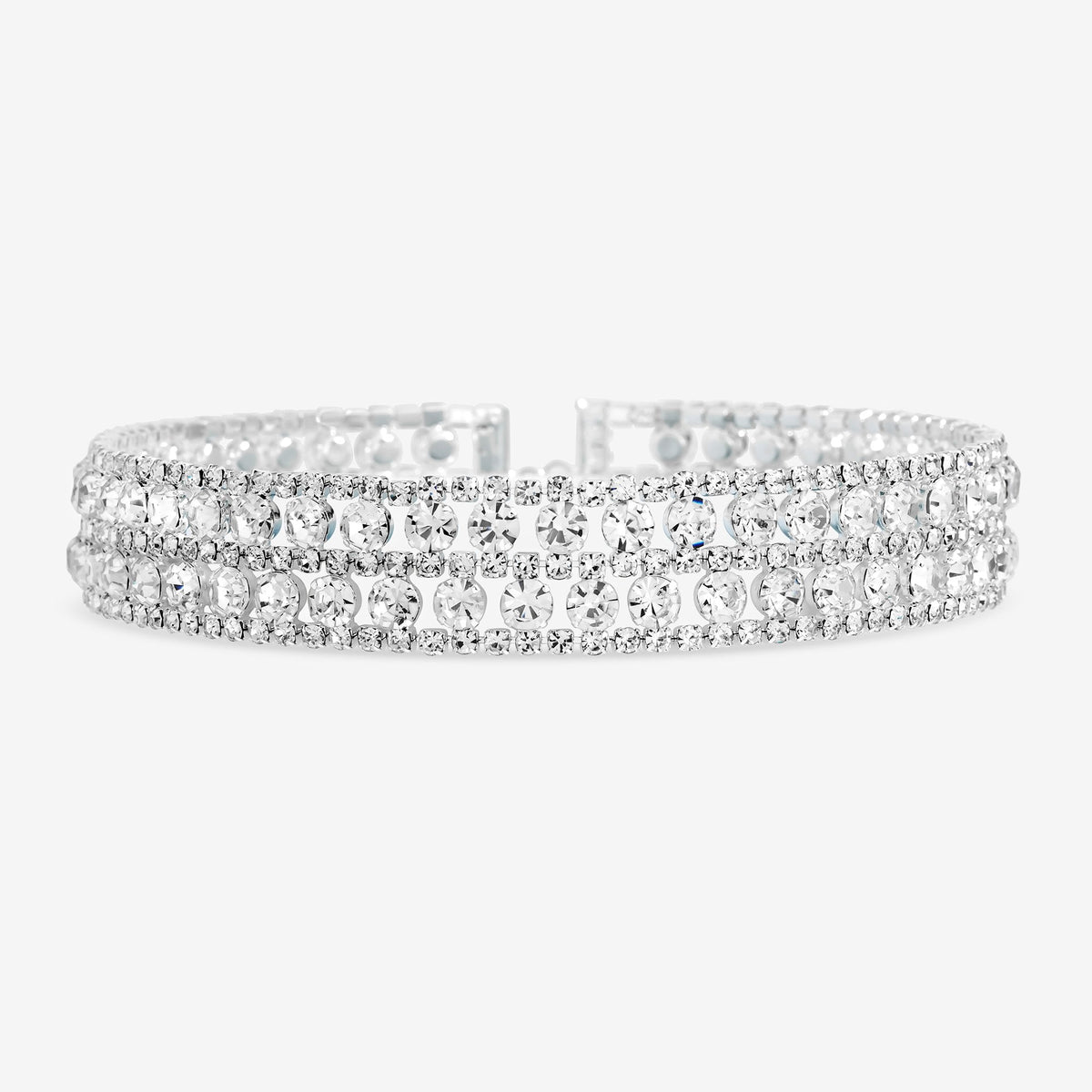 Mood Silver Crystal Mixed Stone Statement Choker