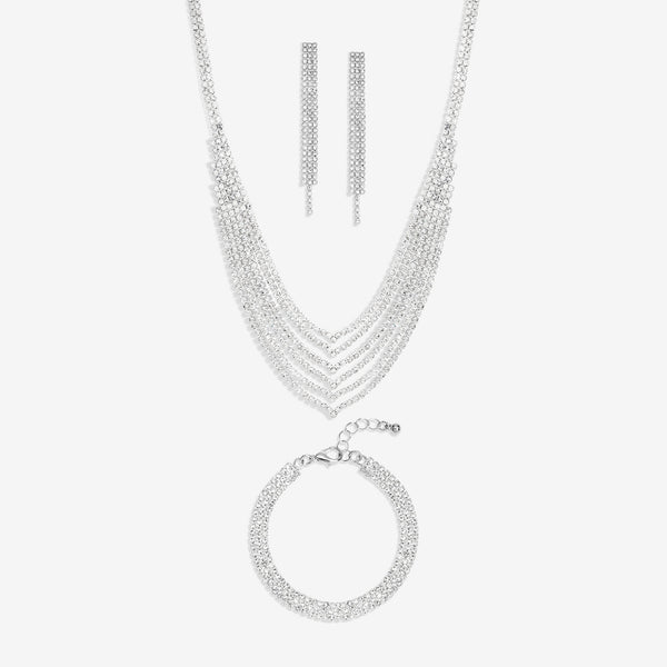 Mood Silver Crystal Multirow Three Piece Set