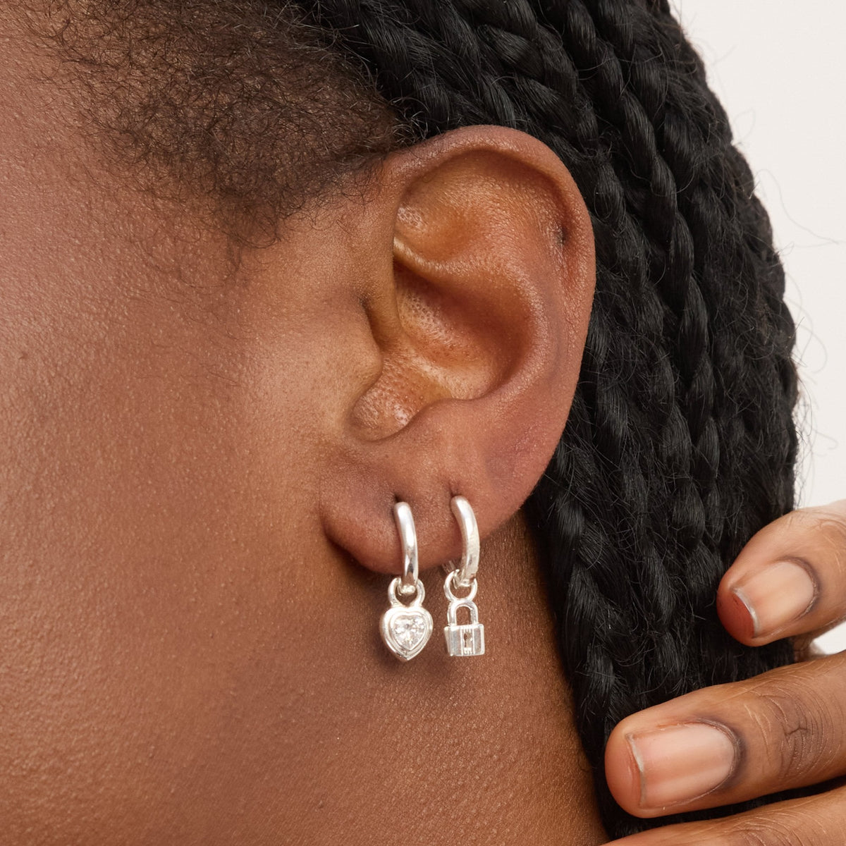 Simply Silver Sterling Silver 925 Polished Padlock Charm Hoop Earrings