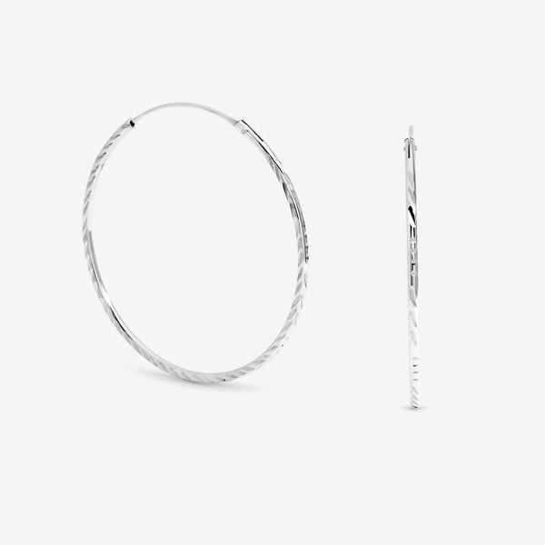 Simply Silver Sterling Silver 925 Polished Sleeper Hoop Earrings