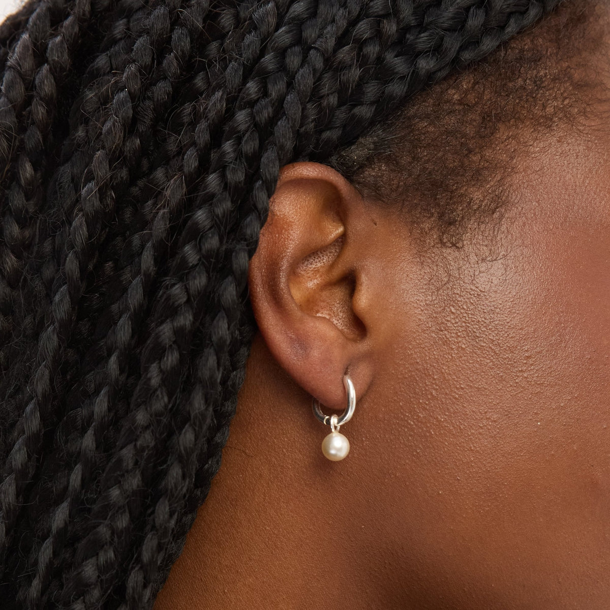 Simply Silver Sterling Silver 925 Polished and Pearl Fluid Charm Hoop Earrings