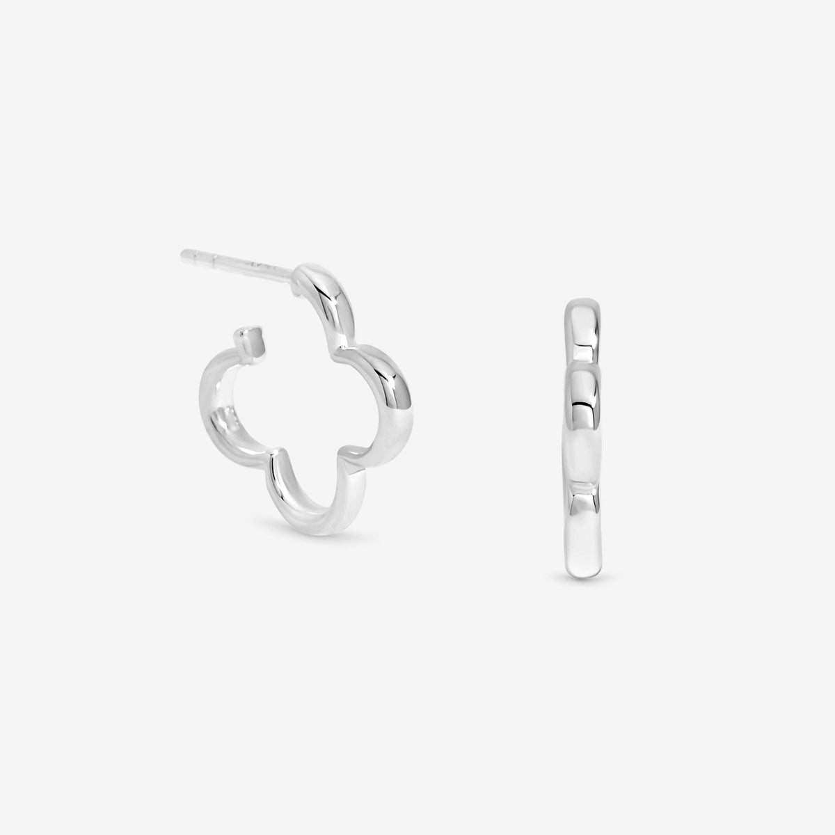 Simply Silver Sterling Silver 925 Polished Clover Hoop Earrings
