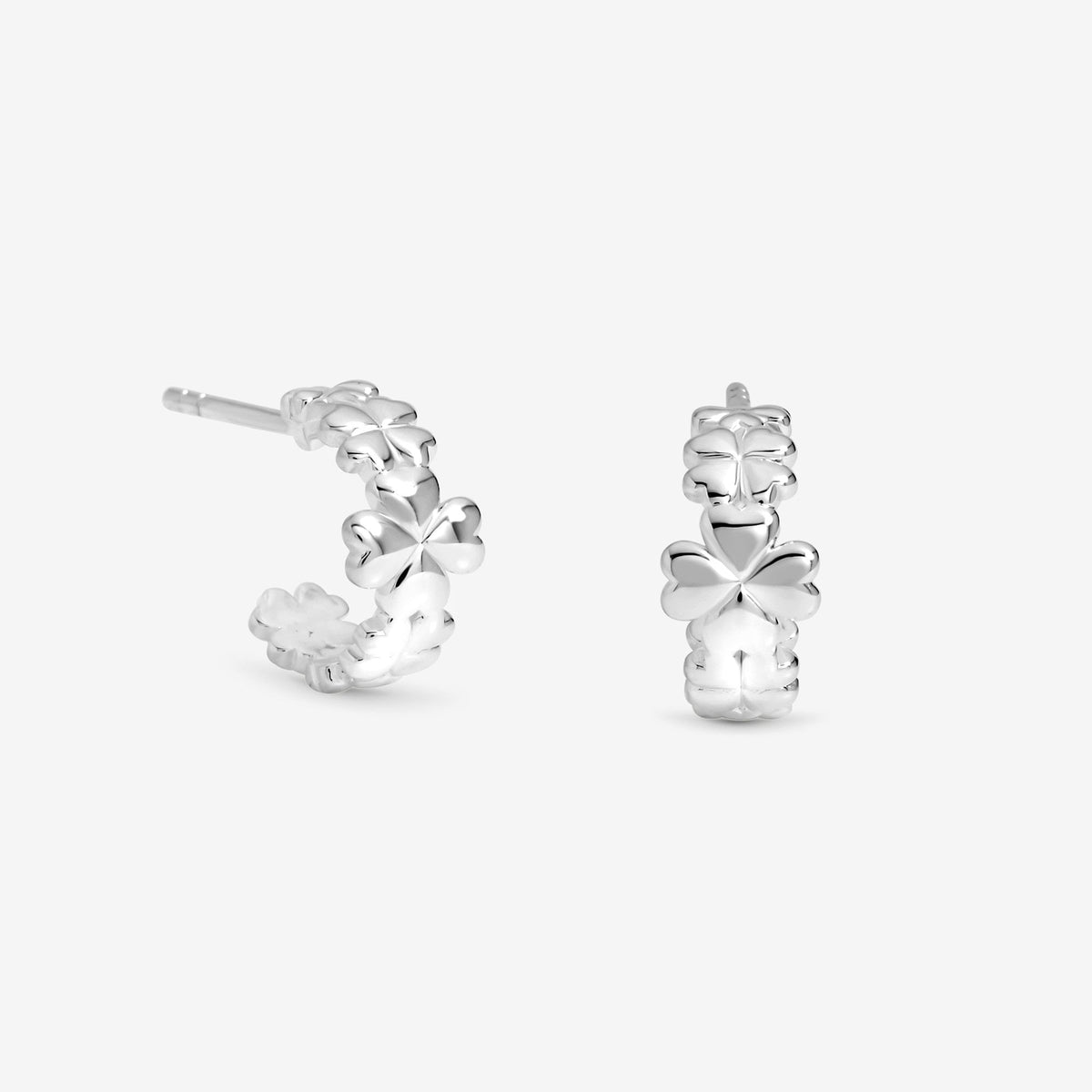 Simply Silver Sterling Silver 925 Polished Clover Hoop Earrings