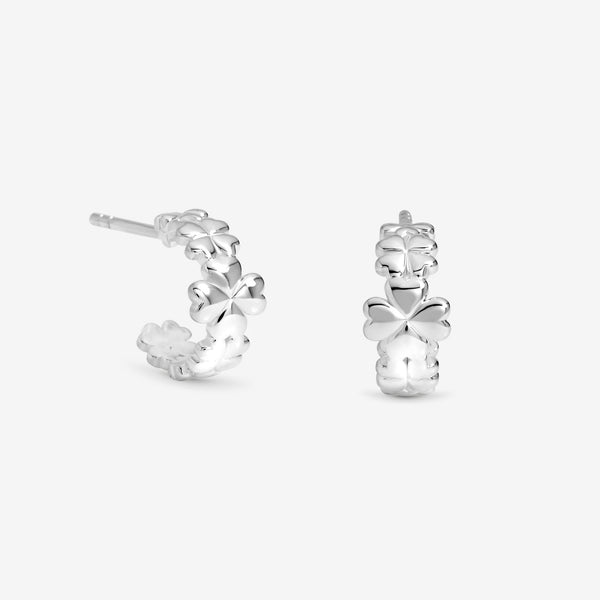 Simply Silver Sterling Silver 925 Polished Clover Hoop Earrings