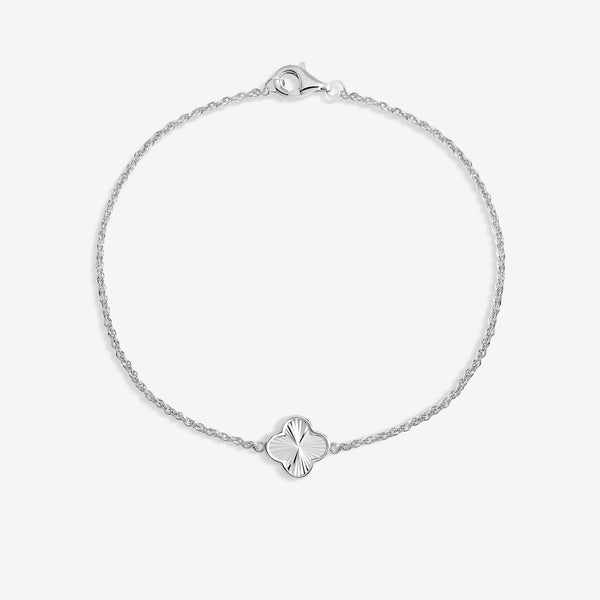Simply Silver Sterling Silver 925 Polished Diamond Cut Clover Bracelet