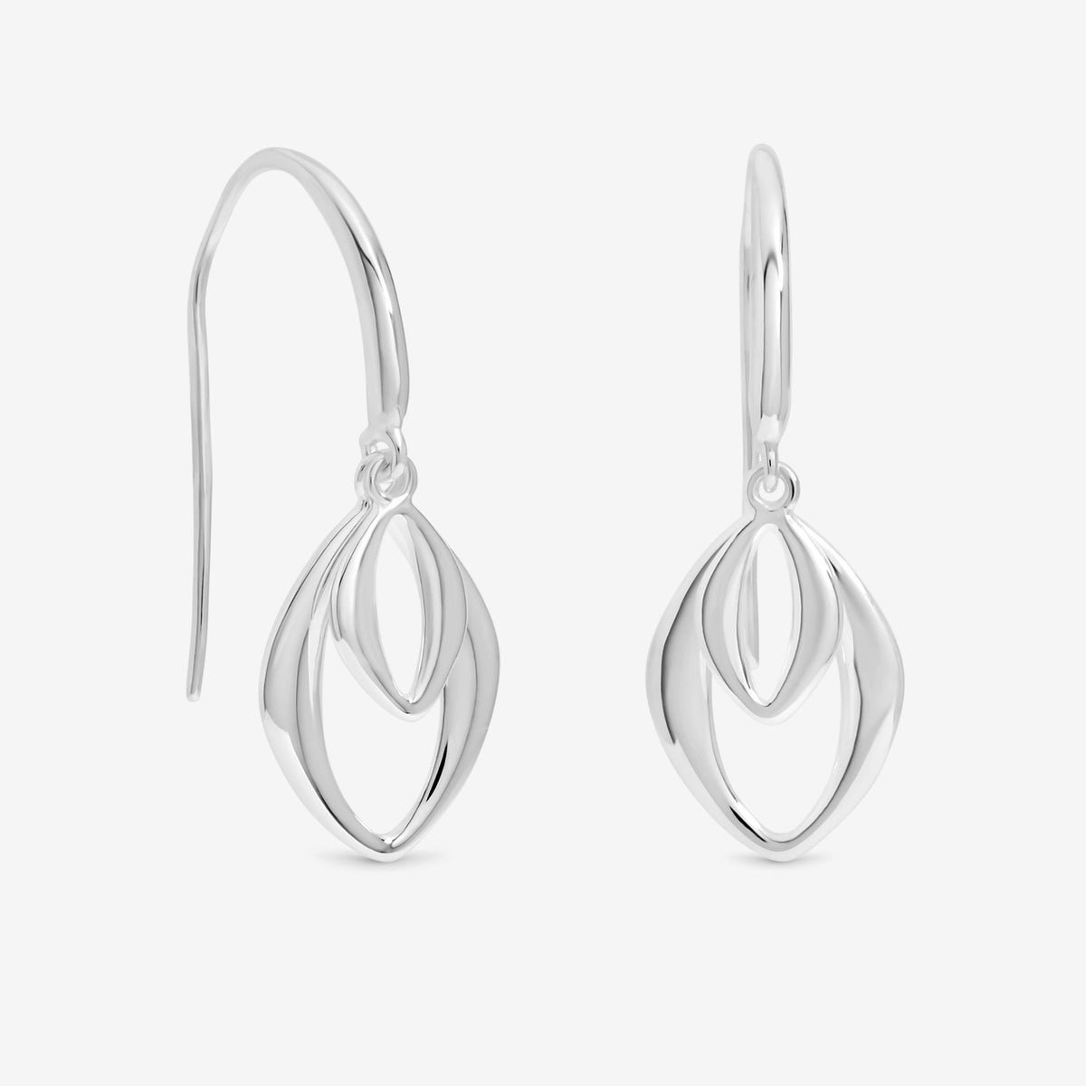 Simply Silver Sterling Silver 925 Polished Double Open Fishhook Earrings