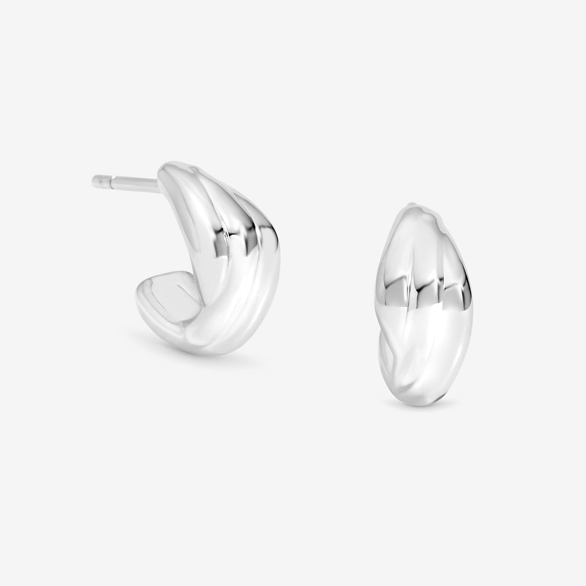 Simply Silver Sterling Silver 925 Polished Fluid Chubby Hoop Earrings