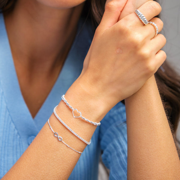 Simply Silver Sterling Silver 925 Polished Infinity Station Chain Bracelet
