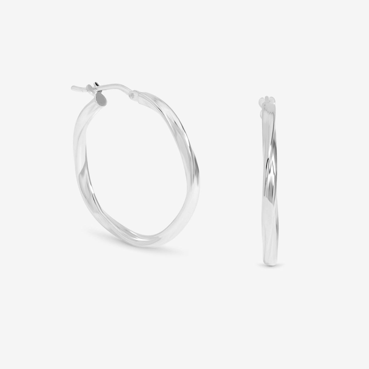Simply Silver Sterling Silver 925 Polished MediumTwist Hoop Earrings