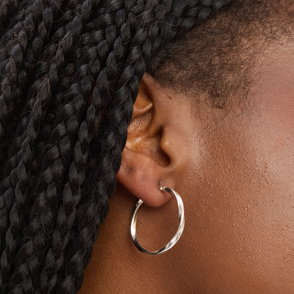 Simply Silver Sterling Silver 925 Polished MediumTwist Hoop Earrings