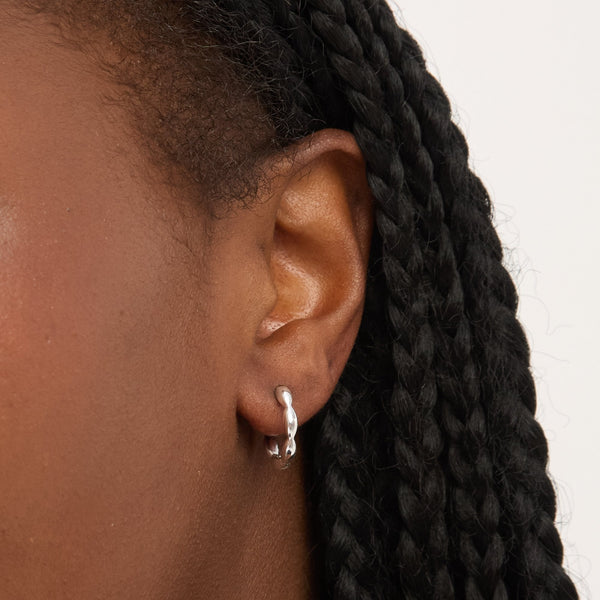 Simply Silver Sterling Silver 925 Polished Pebble Hoop Earrings