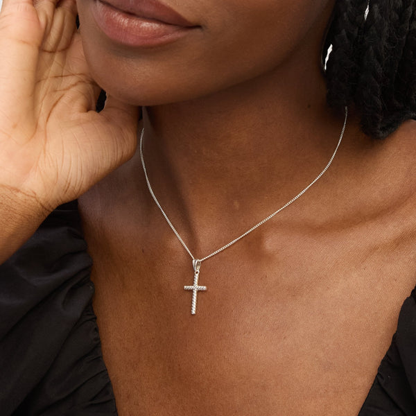 Simply Silver Sterling Silver 925 Polished Ridged Cross Pendant