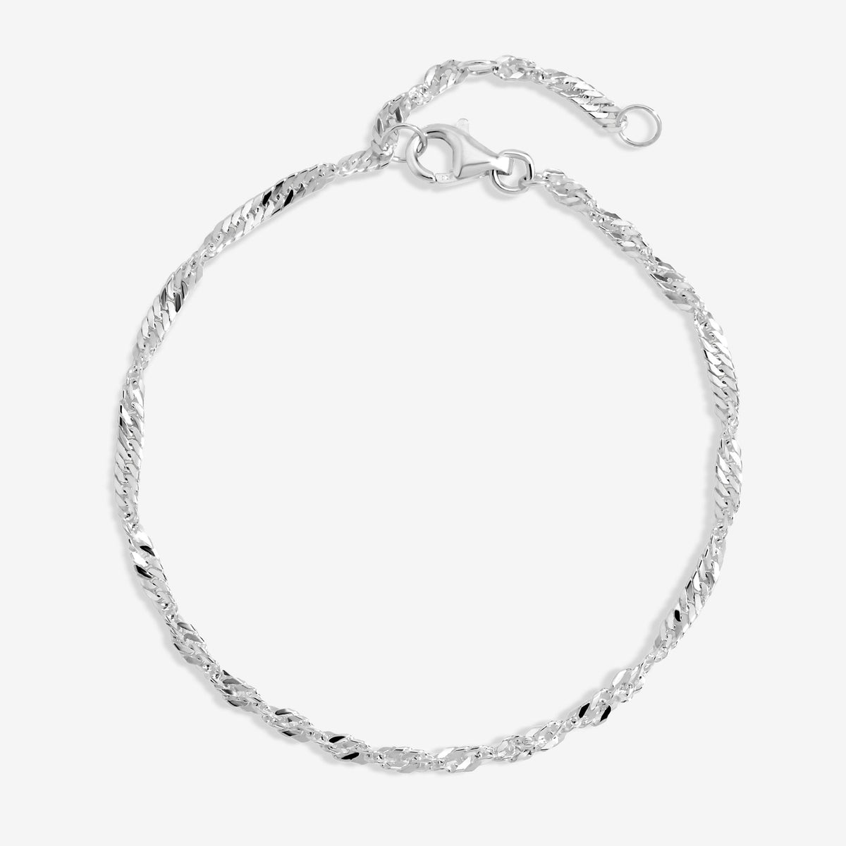 Simply Silver Sterling Silver 925 Polished Twist Chain Bracelet