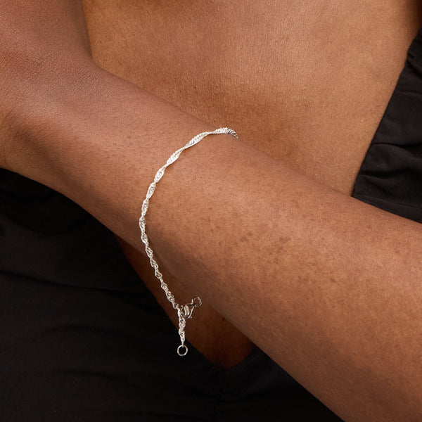 Simply Silver Sterling Silver 925 Polished Twist Chain Bracelet