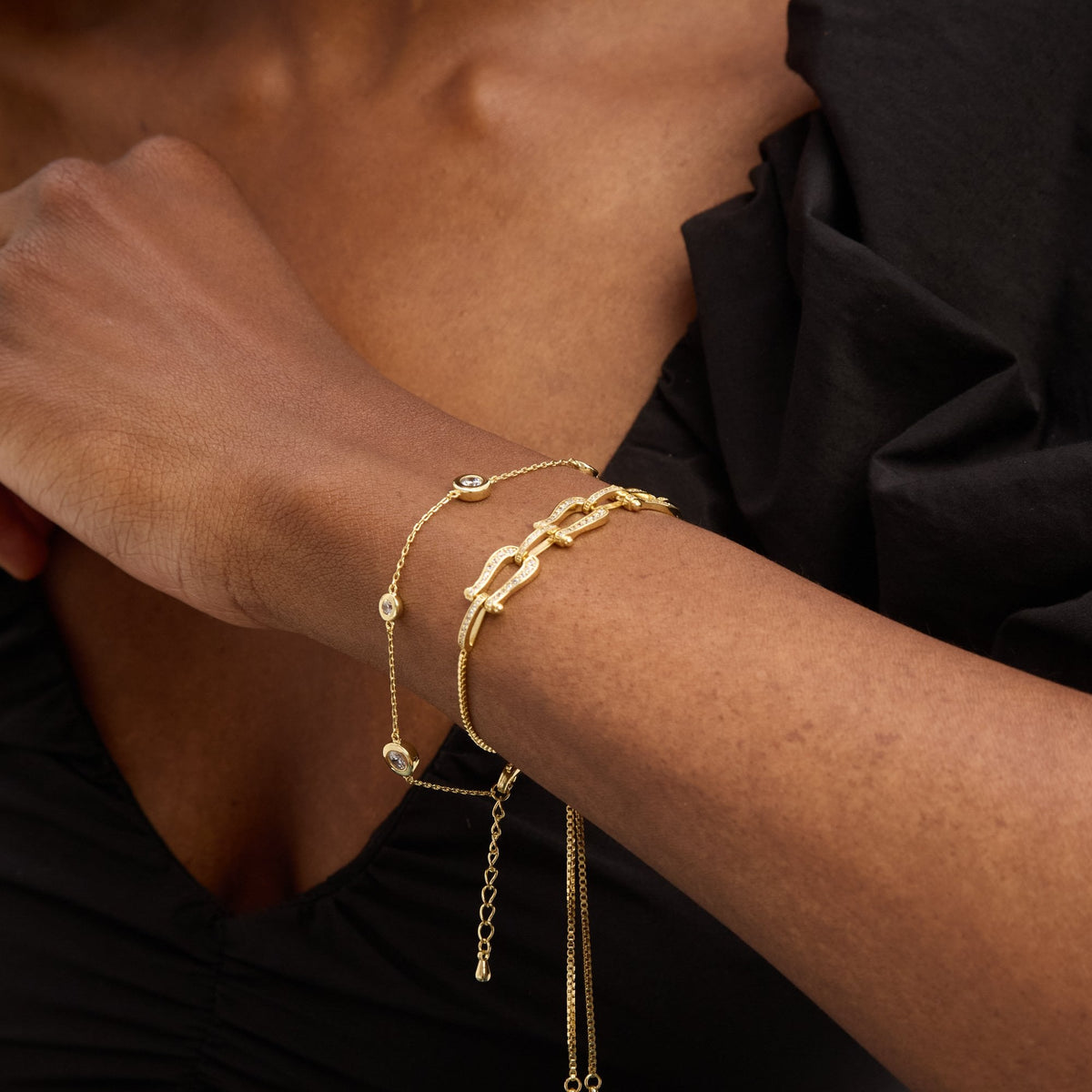 Jon Richard 14ct Gold Plated and Pave Link Toggle Bracelet