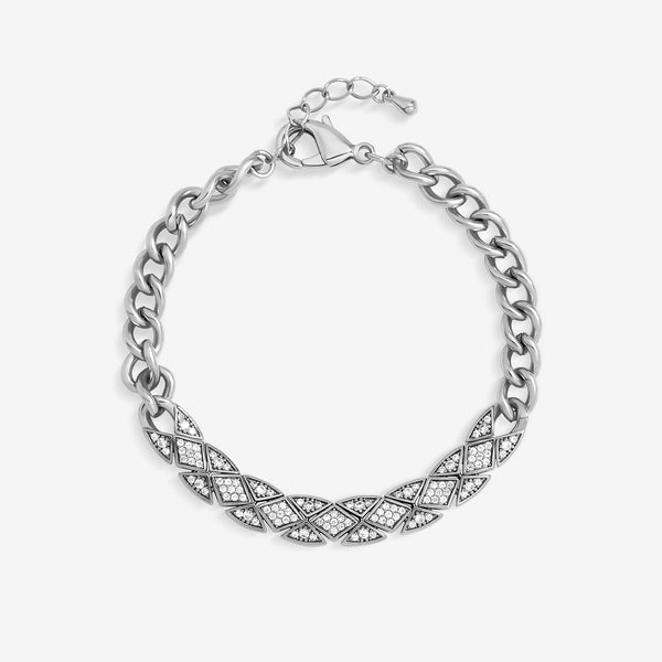 Jon Richard Rhodium Plated and Pave Link Bracelet