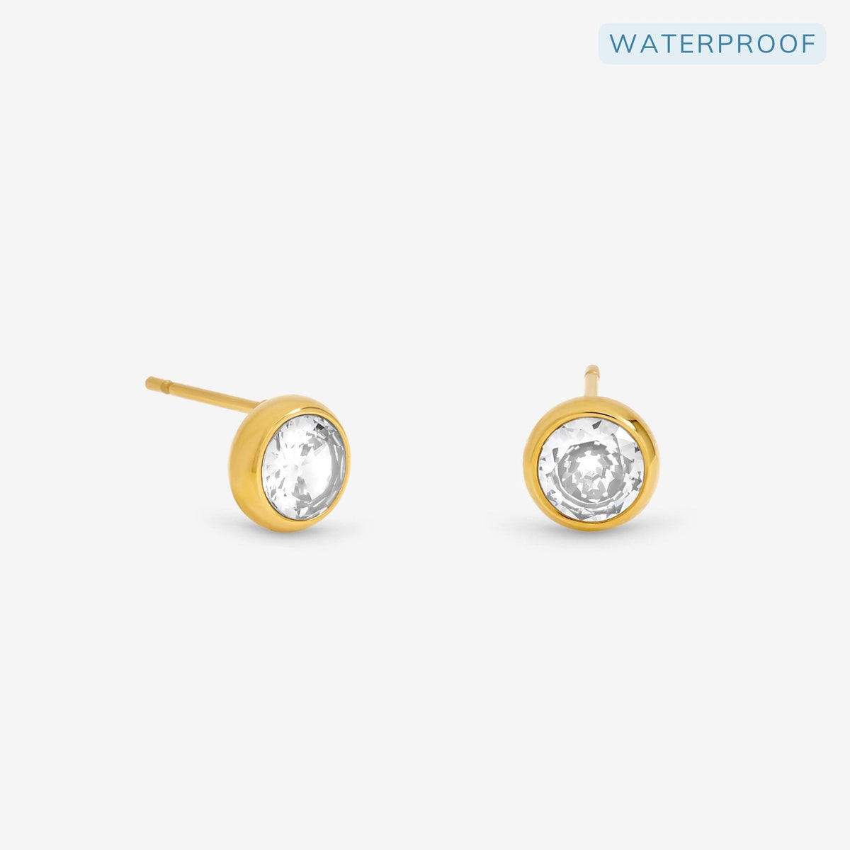 Jon Richard Waterproof Gold Plated Crystal Bezel Stud Earrings