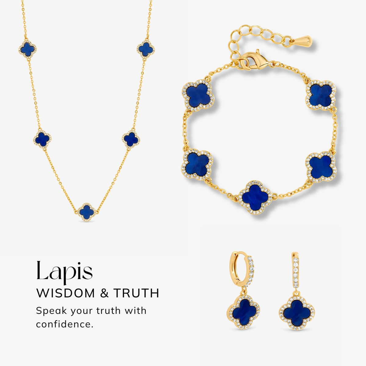 Jon Richard Gold Plated Lapis Clover Bracelet