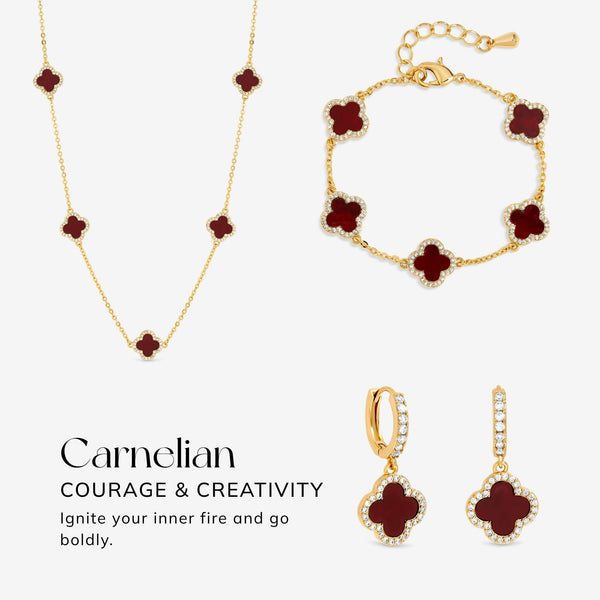 Jon Richard Gold Plated Carnelian Station Clover Necklace