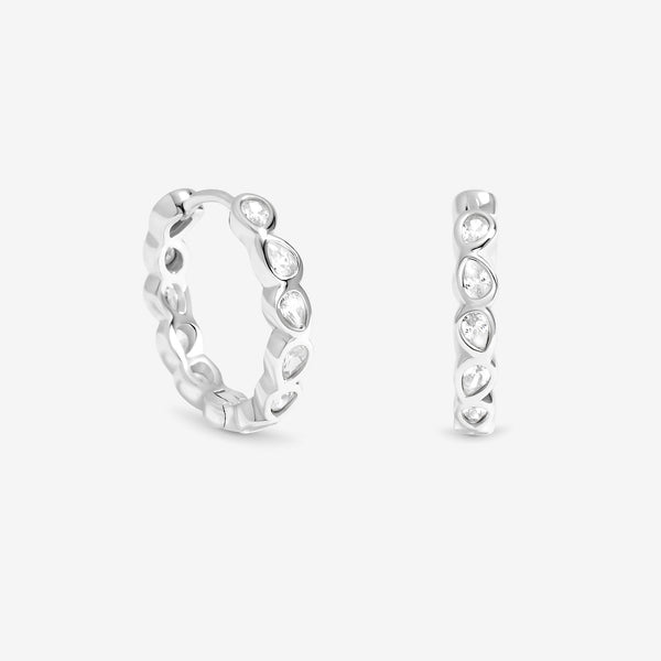 Simply Silver Sterling Silver 925 Cubic Zirconia Bezel Hoop Earrings