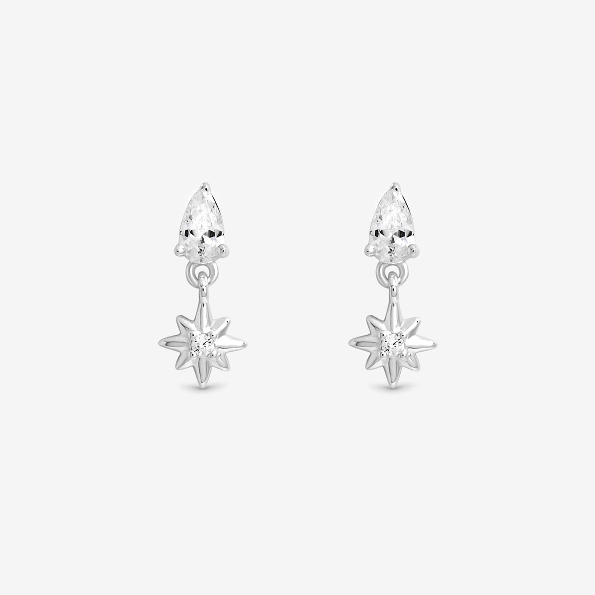 Simply Silver Sterling Silver 925 Cubic Zirconia Celestial Mini Drop Earrings