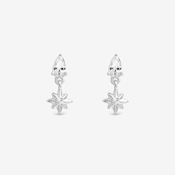 Simply Silver Sterling Silver 925 Cubic Zirconia Celestial Mini Drop Earrings