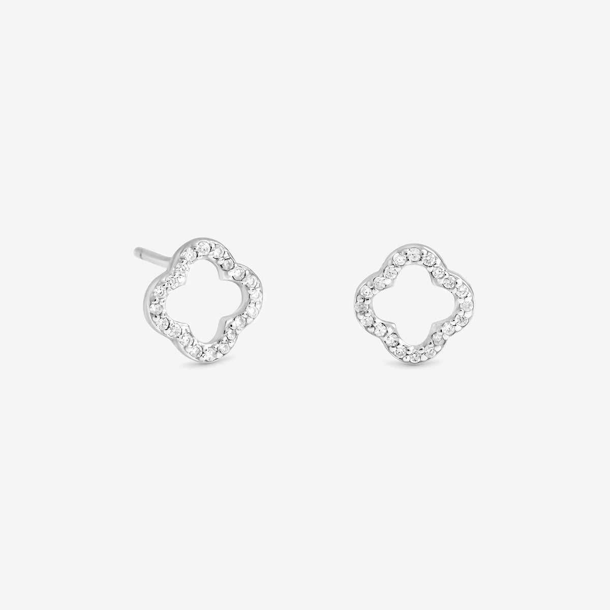 Simply Silver Sterling Silver 925 Cubic Zirconia Open Clover Earrings - Gift Cracker