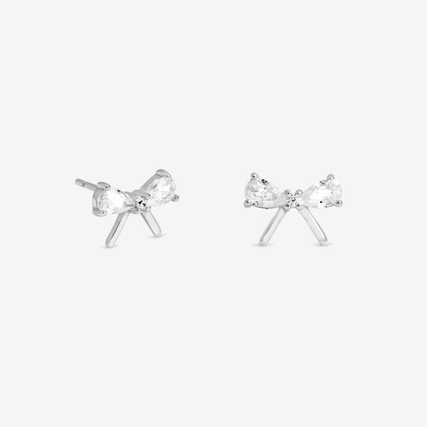 Simply Silver Sterling Silver 925 Cubic Zirconia Bow Earrings - Gift Cracker