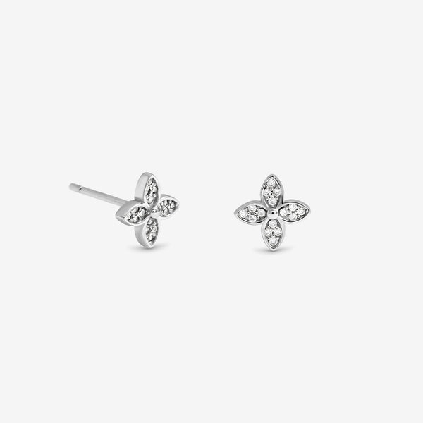 Simply Silver Sterling Silver 925 Cubic Zirconia Floral Clover Earrings - Gift Sleeve