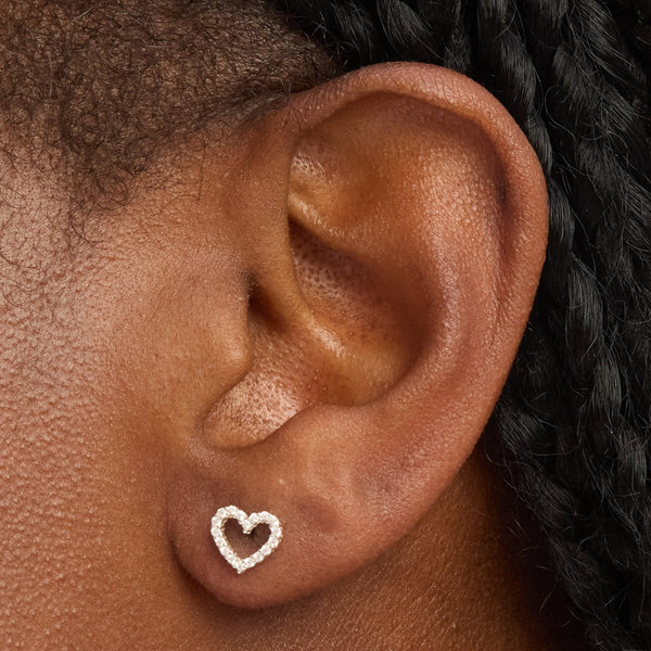 Simply Silver Sterling Silver 925 Cubic Zirconia Open Heart Earrings - Gift Sleeve