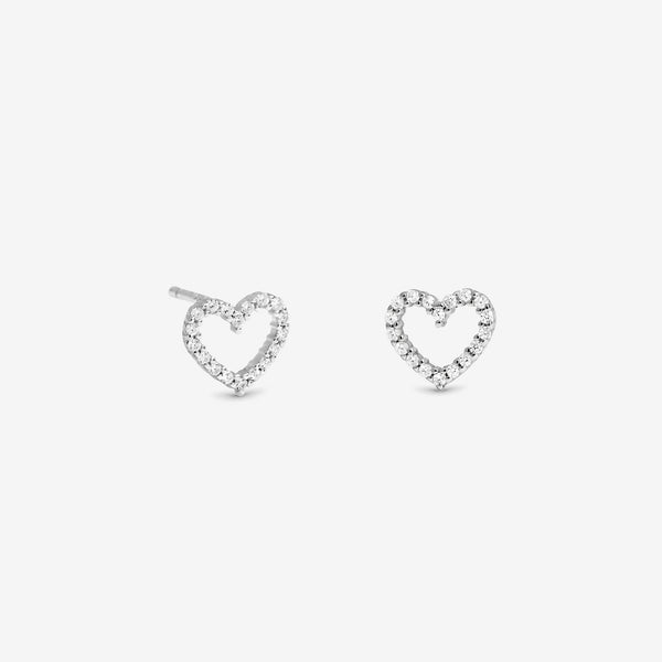 Simply Silver Sterling Silver 925 Cubic Zirconia Open Heart Earrings - Gift Sleeve