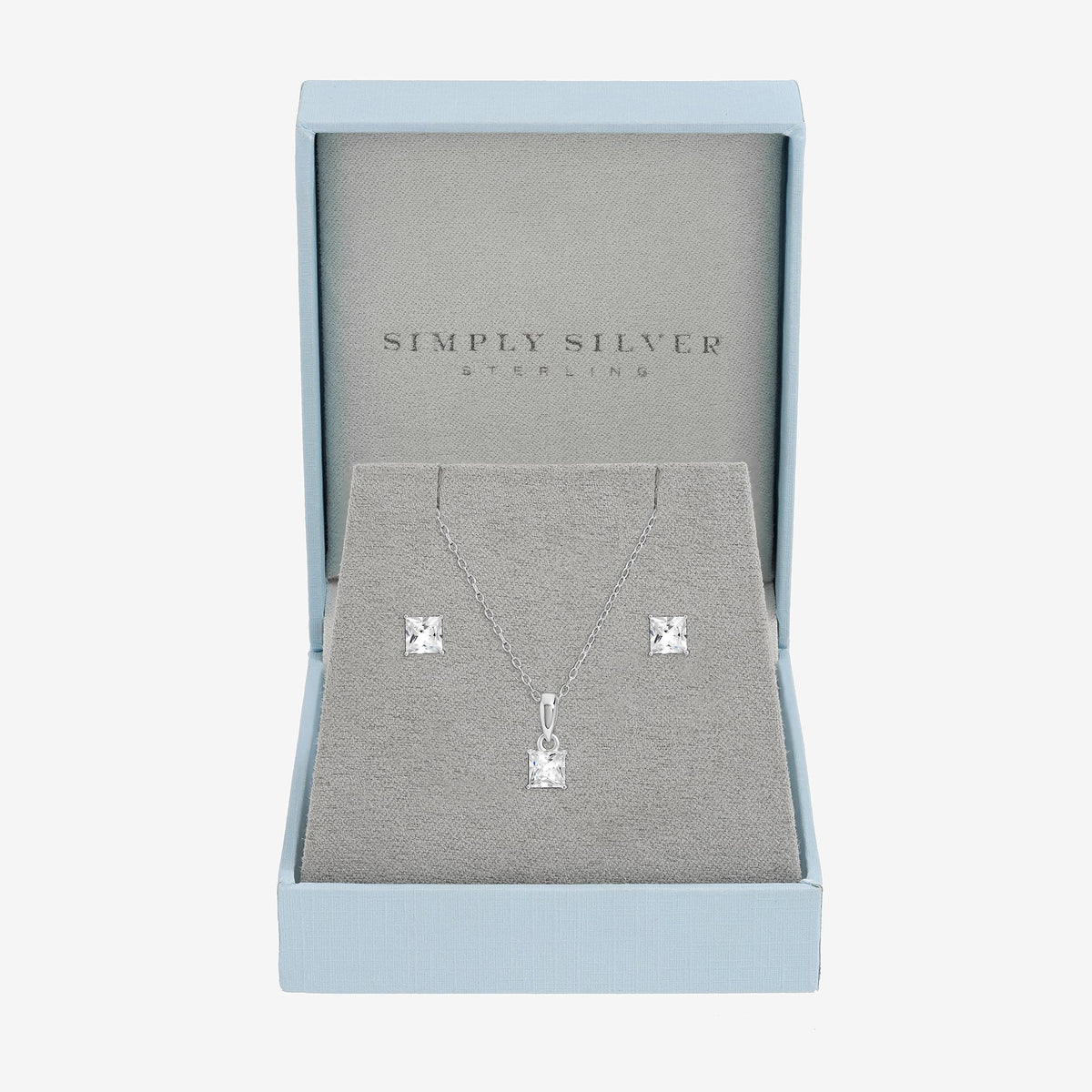 Simply Silver Sterling Silver 925 Cubic Zirconia Cushion Set