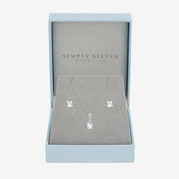 Simply Silver Sterling Silver 925 Cubic Zirconia Cushion Set