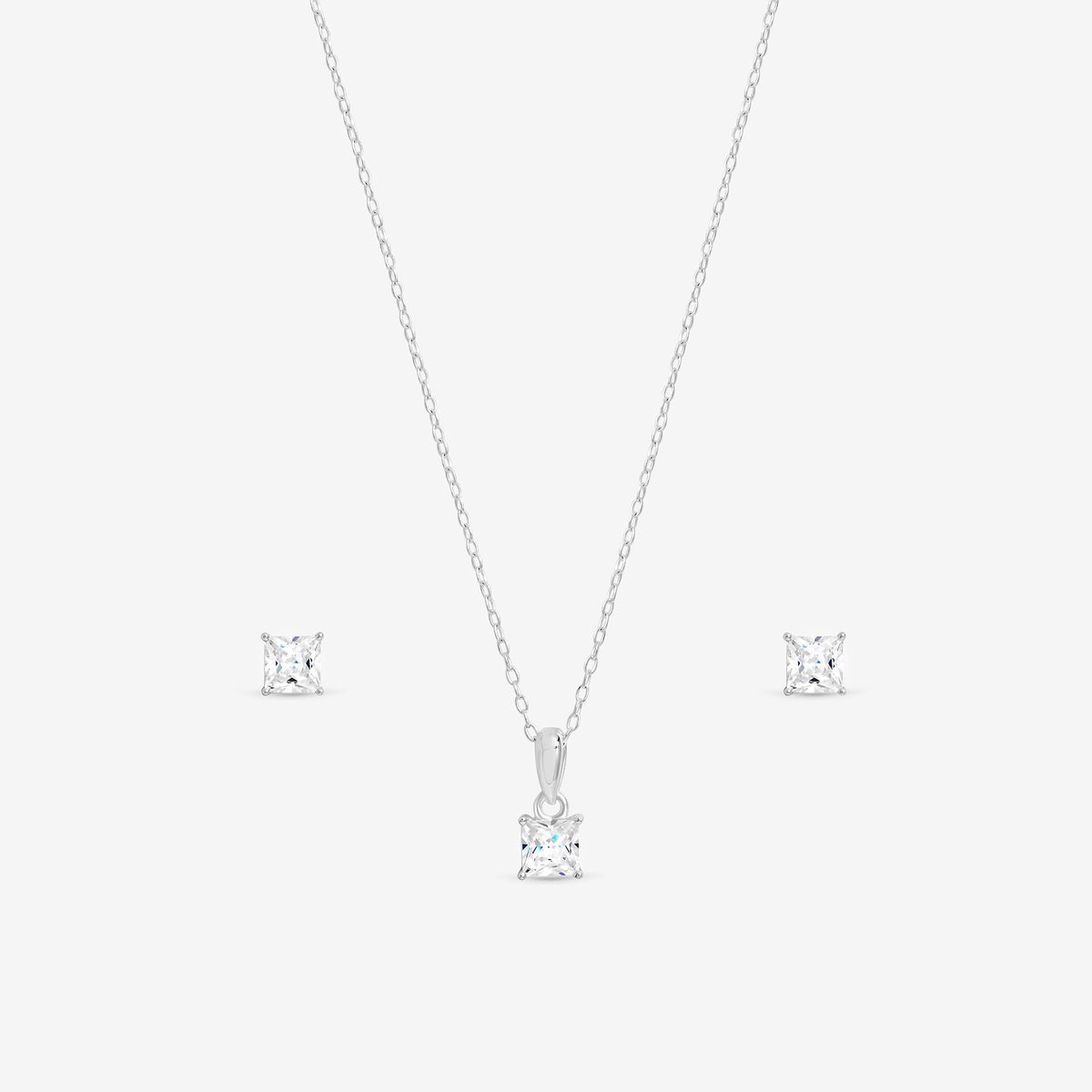 Simply Silver Sterling Silver 925 Cubic Zirconia Cushion Set