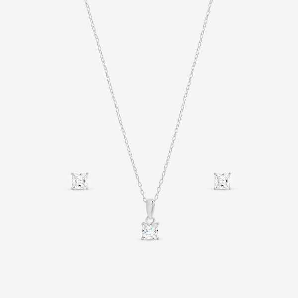 Simply Silver Sterling Silver 925 Cubic Zirconia Cushion Set