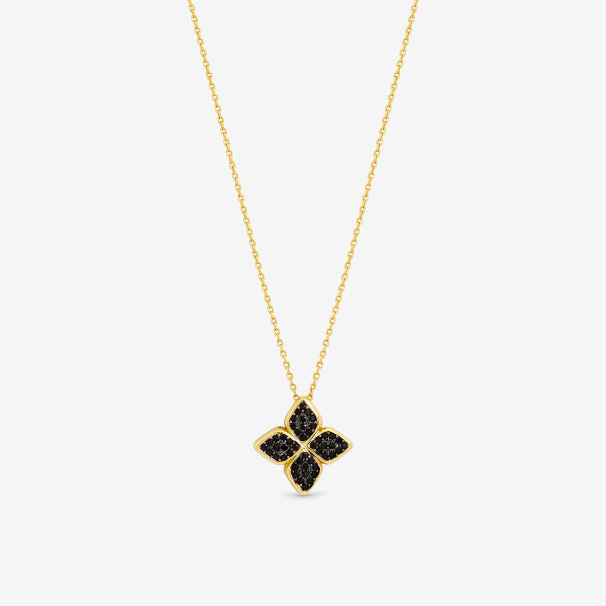 Jon Richard 14ct Gold Plated and Jet Druzy Stone Clover Pendant