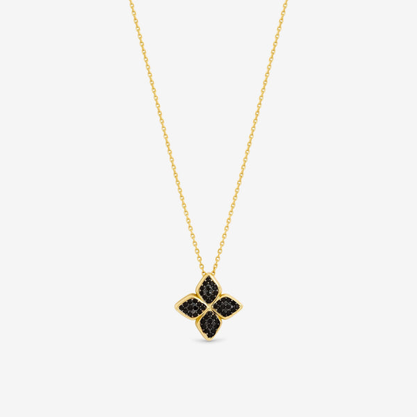 Jon Richard 14ct Gold Plated and Jet Druzy Stone Clover Pendant